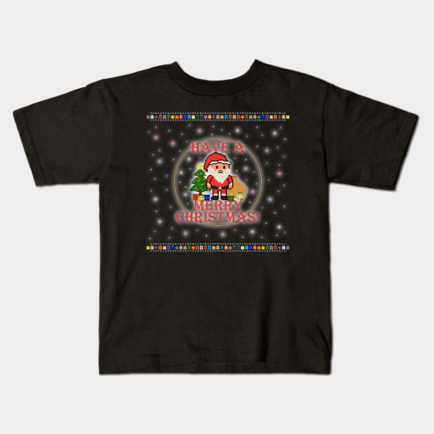 Have A Merry Christmas Santa! (Red Letters on Black) Kids T-Shirt by gkillerb